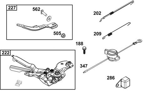 Controls Group Diagram and Parts List for 13R232-0056-F1 100000 - 19Z999 Briggs and Stratton Engine
